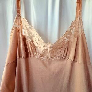 Vassarette Beige Slip, Satin w Lace Top, Adjustable Straps - Size 24" - 38/44